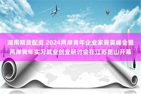 湖南期货配资 2024两岸青年企业家菁英峰会暨两岸青年实习就业创业研讨会在江苏昆山开幕